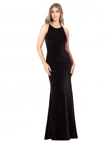 Best Vintage Velvet High Neck Formal Bridesmaid Dress / Prom Dress with Strappy Back Sydney
