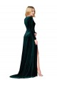 Best Deep V-Neck Long Sleeves Formal Velvet Bridesmaid Dress / Prom Dress with High Side Split Sydney