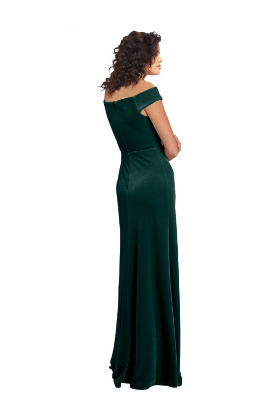 Best Floor Length Cap Sleeves Long Formal Velvet Bridesmaid Dress / Prom Dress with High Side Slit Sydney