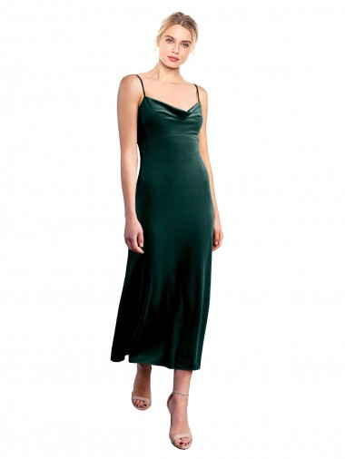 Best Midi Cocktail Length Cowl Neck Velvet Slip Bridesmaid Dress / Prom Dress Sydney