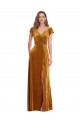 Best Cap Sleeve Faux Wrap Formal Velvet Maxi Bridesmaid Dress / Prom Dress with Pockets Sydney