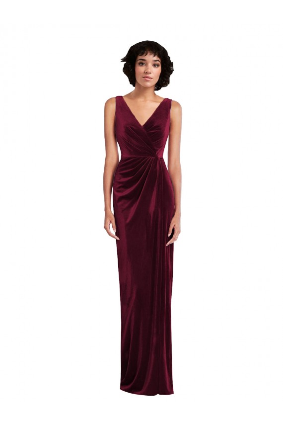Best Draped Skirt Faux Wrap Velvet Maxi Bridesmaid Dress / Prom Dress Sydney