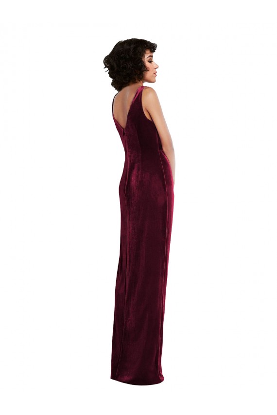 Best Draped Skirt Faux Wrap Velvet Maxi Bridesmaid Dress / Prom Dress Sydney