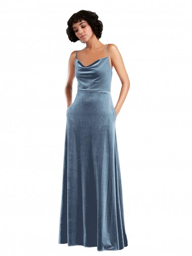 Best Sleek Cowl Neck Velvet Maxi Bridesmaid Dress / Prom Dress with Pockets Sydney