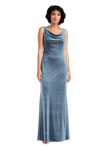 Best Floor Length Cowl Neck Long Stretch Velvet Maxi Bridesmaid Dress / Prom Dress Sydney