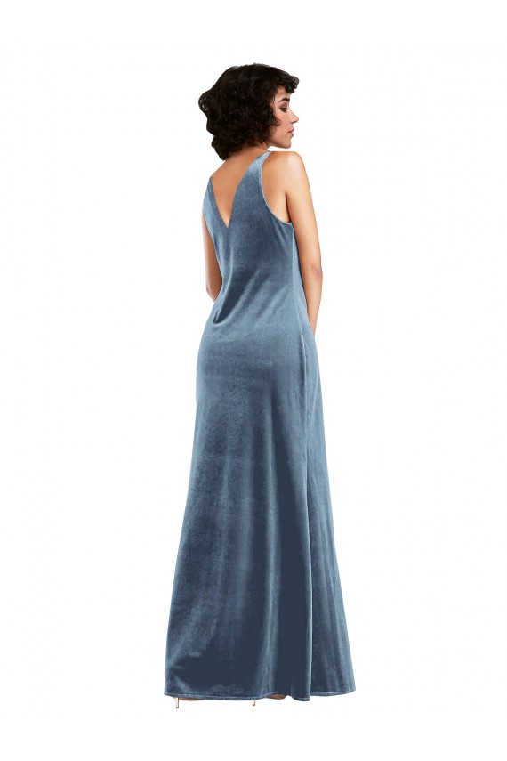 Best Floor Length Cowl Neck Long Stretch Velvet Maxi Bridesmaid Dress / Prom Dress Sydney