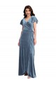 Best Flutter Sleeve Velvet Wrap Maxi Bridesmaid Dress / Prom Dress with Pockets Sydney