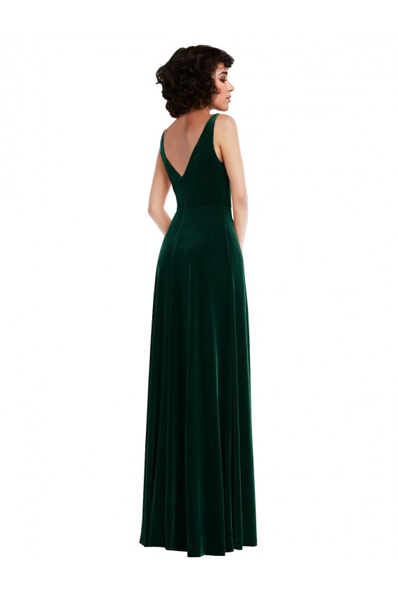 Best Floor Length Velvet Maxi Bridesmaid Dress / Prom Dress with Shirred Bodice and Front Slit Sydney