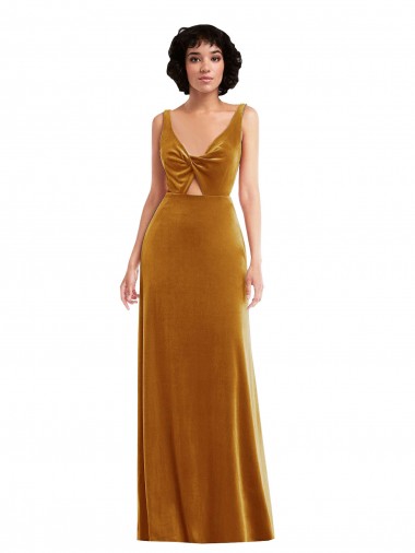 Best Twist Front Cutout Velvet Maxi Bridesmaid Dress / Prom Dress with Pockets Sydney