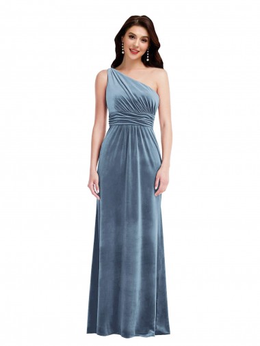 Best One Shoulder Draped Velvet Maxi Bridesmaid Dress / Prom Dress Sydney
