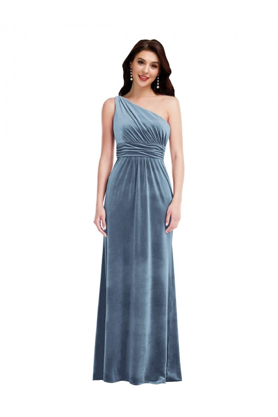 Best One Shoulder Draped Velvet Maxi Bridesmaid Dress / Prom Dress Sydney