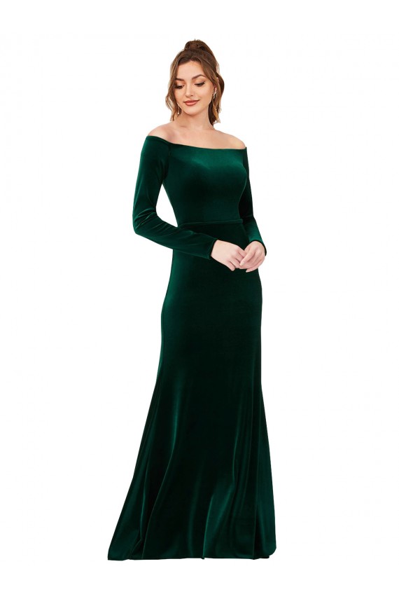 Best Off the Shoulder Long Sleeves Formal Stretch Velvet Bridesmaid Dress / Prom Dress Sydney
