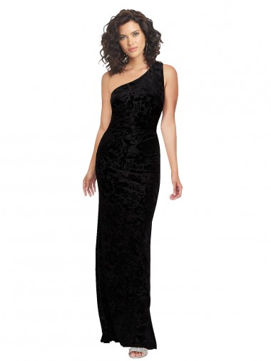 Best One Shoulder Long Sheath Sleeveless Floral Velvet Bridesmaid Dress Sydney