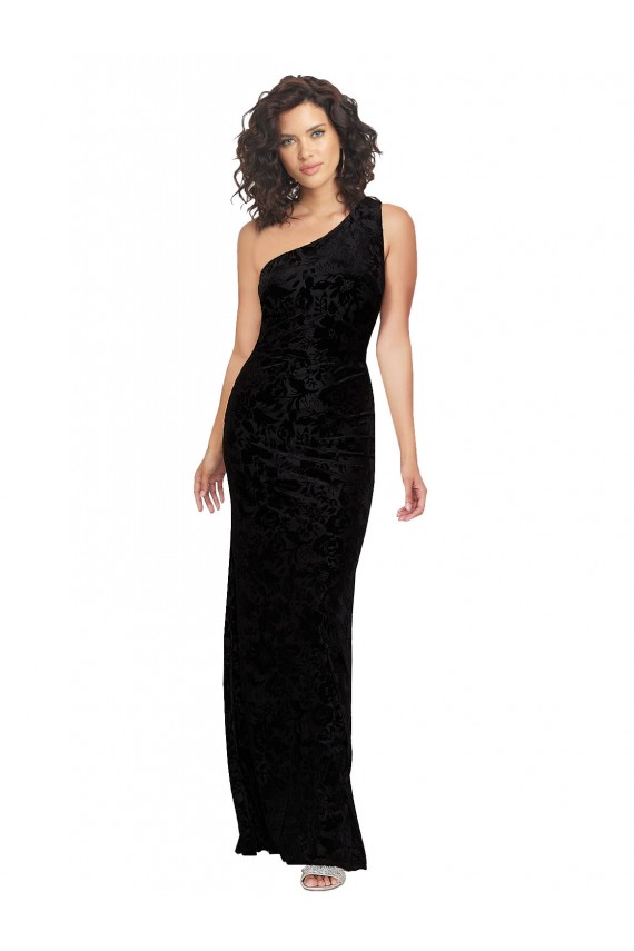 Best One Shoulder Long Sheath Sleeveless Floral Velvet Bridesmaid Dress Sydney