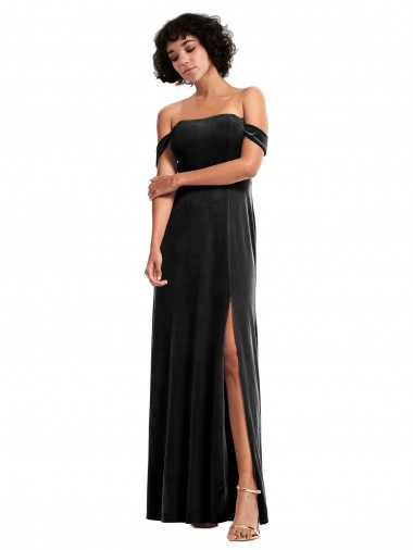 Best Off the Shoulder Drapped Sleeves Formal Stretch Velvet Bridesmaid Dress / Prom Dress Sydney