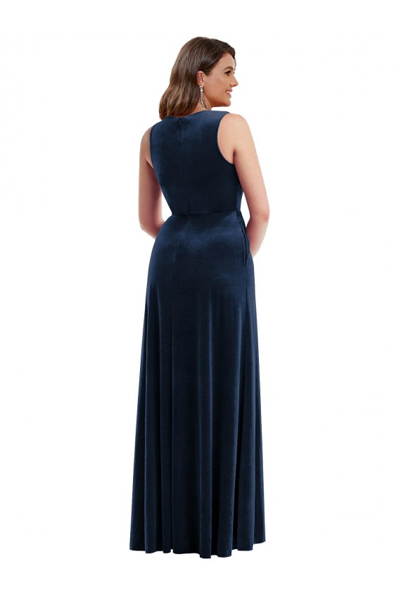 Best Deep V-Neck Sleeveless Formal Velvet Maxi Bridesmaid Dress / Prom Dress with Pockets Sydney
