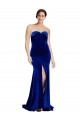 Best Strapless Ruched Formal Velvet Bridesmaid Dress / Prom Dress with Sweep Train and Front Slit Sydney