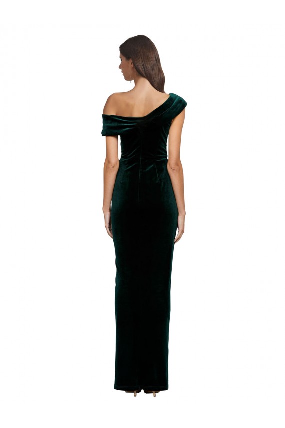 Best Long Asymmetric Neckline Ruched Formal Velvet Bridesmaid Dress / Prom Dress Sydney