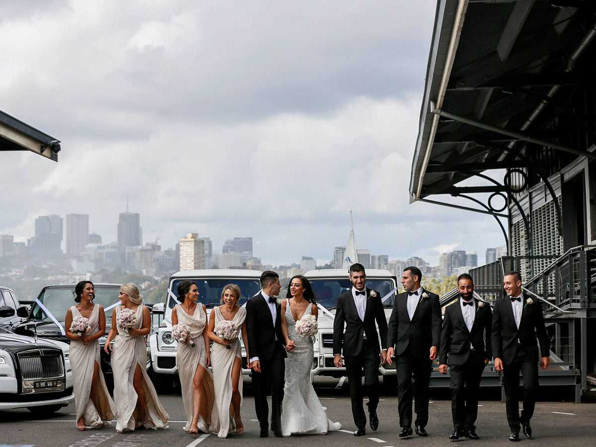 Full Length Luxe Chiffon Long Champagne bridesmaid dresses Sydney with Sexy High Slit and Front Ruffles